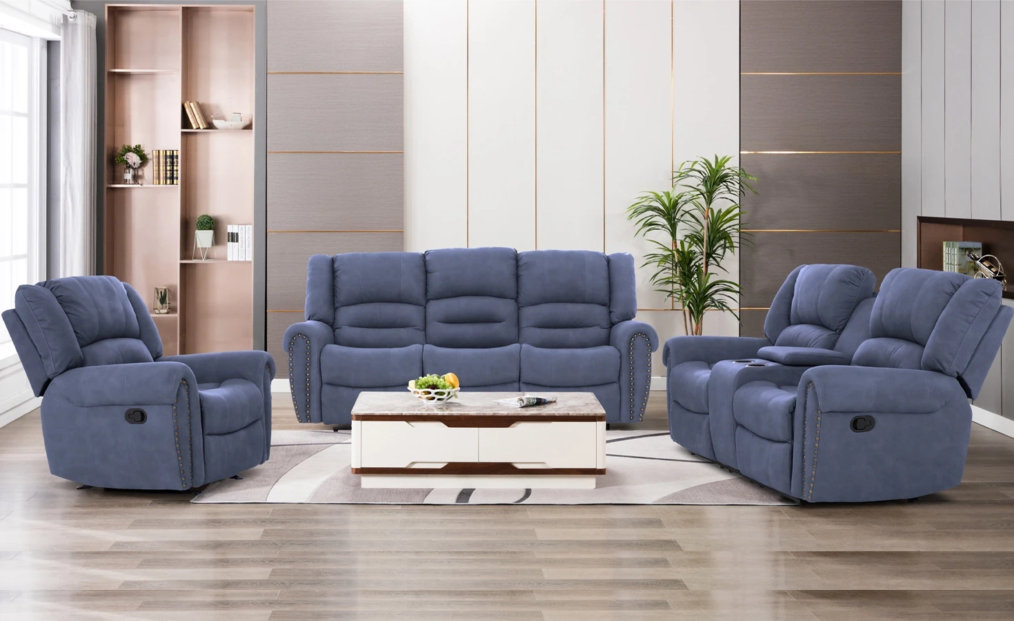 ONTARIO 6 SEATER RECLINER SOFA- NAVY