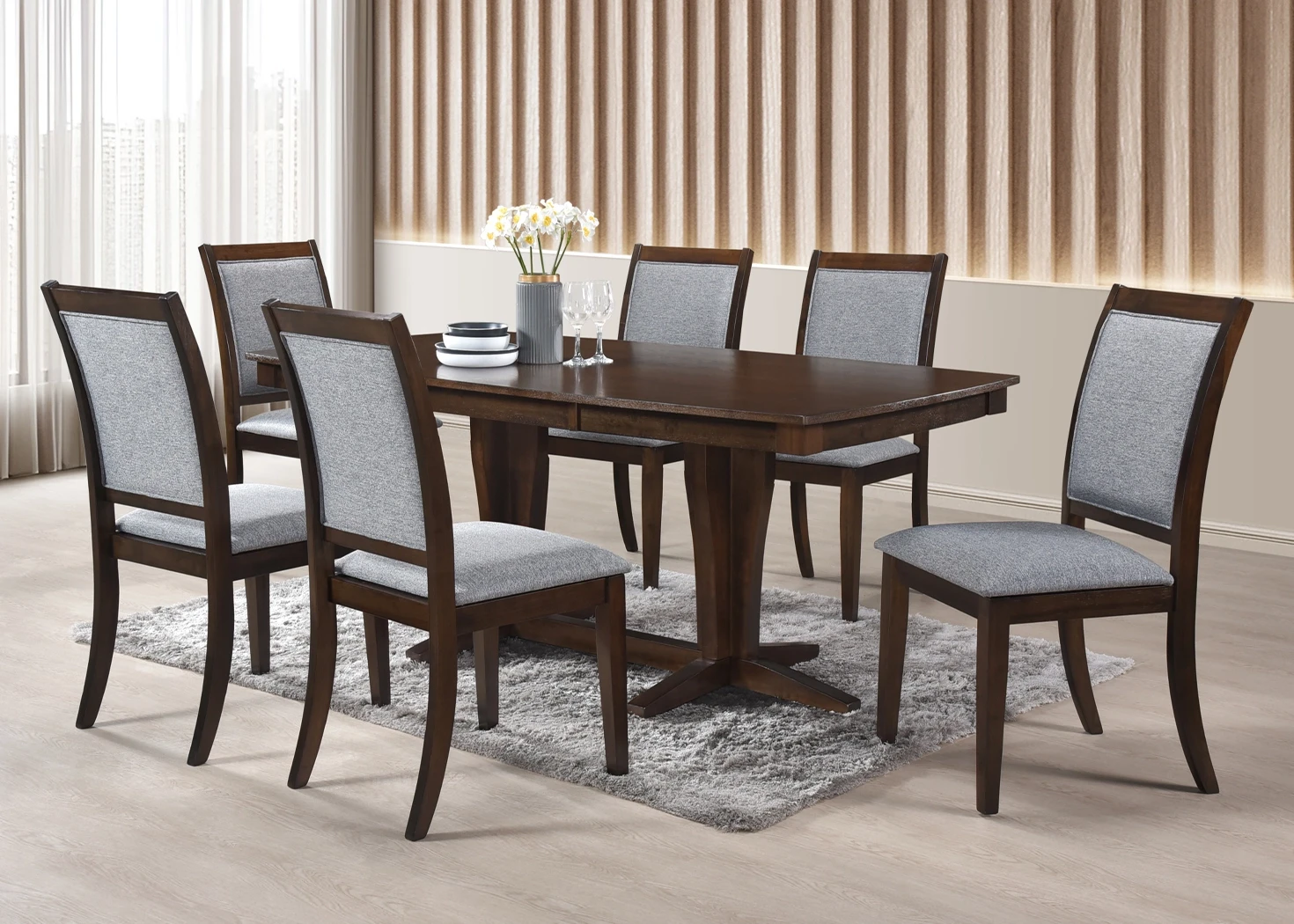 LILAC 6 SEATER DINING SET- GREY (AC4471T/239-21)