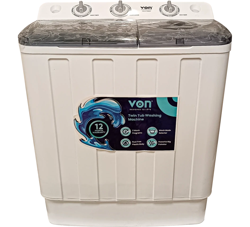 Von VALS-75BWY Twin Tub Washing Machine, white - 7.5KG