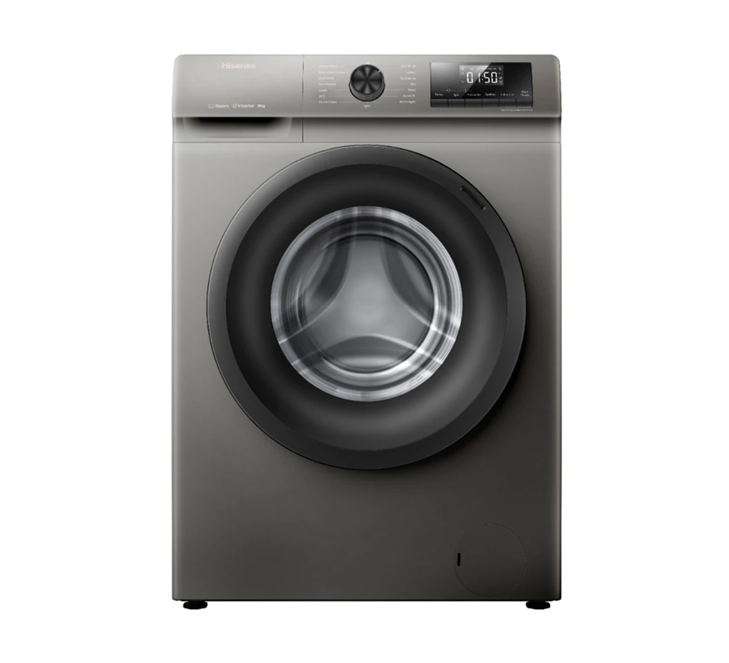 Hisense WFQP9014EVMT Front Load Washing Machine, 9KG - Silver
