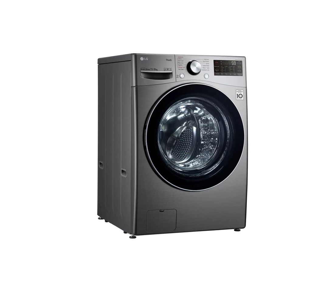LG F0L9DGP2S Front Load Washer Dryer, 15/8 KG - TurboWash, Steam, AI DD Technology