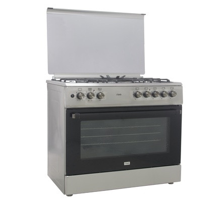 Mika Standing Cooker, 90cm X 60cm, 4 + 2, Electric Oven, Half Inox