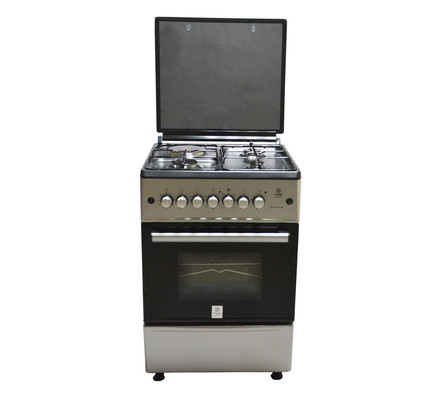 Mika Standing Cooker, 58cm X 58cm, 3 + 1, Electric Oven, Silver