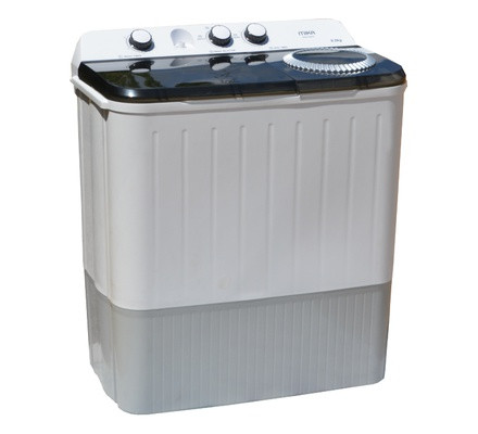 Mika Washing Machine, Semi-Automatic Top Load, Twin Tub, 9Kg, White & Grey