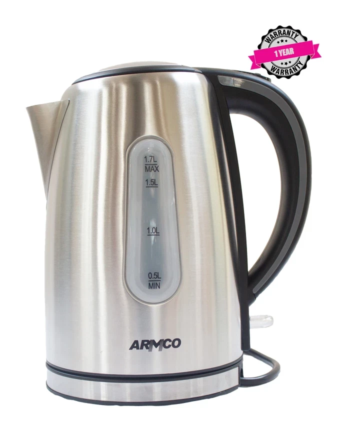 ARMCO AKT-1821LED(SS) - 1.8L LED Lighted Stainless Steel 360° Cordless Kettle, British STRIX Controller.