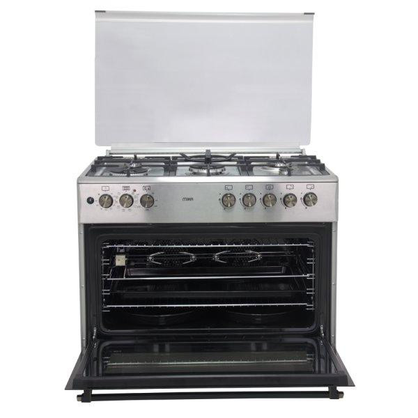 MIKA MST90PU5GHI/2WFO Standing Cooker, 90cm X 60cm, 5GB, Electric Oven, Half Inox