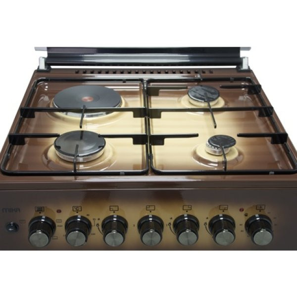 MIKA MST6031TLB/TRL Standing Cooker, 58cm x 58cm, 3 Gas Burner + 1 Electric Plate, Light Brown