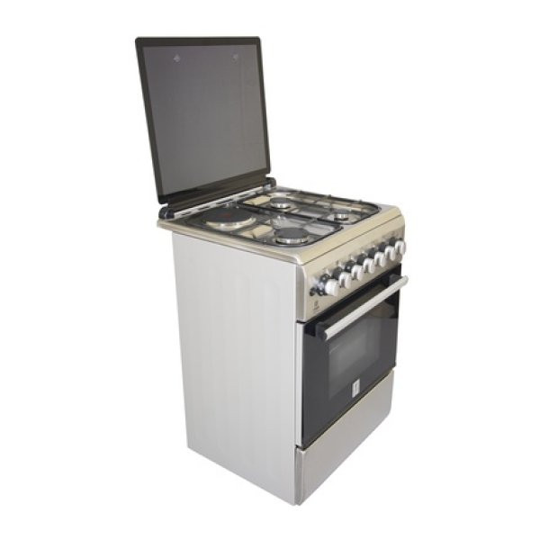 MIKA MST60PU31HI/HC Standing Cooker, 58cm X 58cm, 3 + 1, Electric Oven, Half Inox