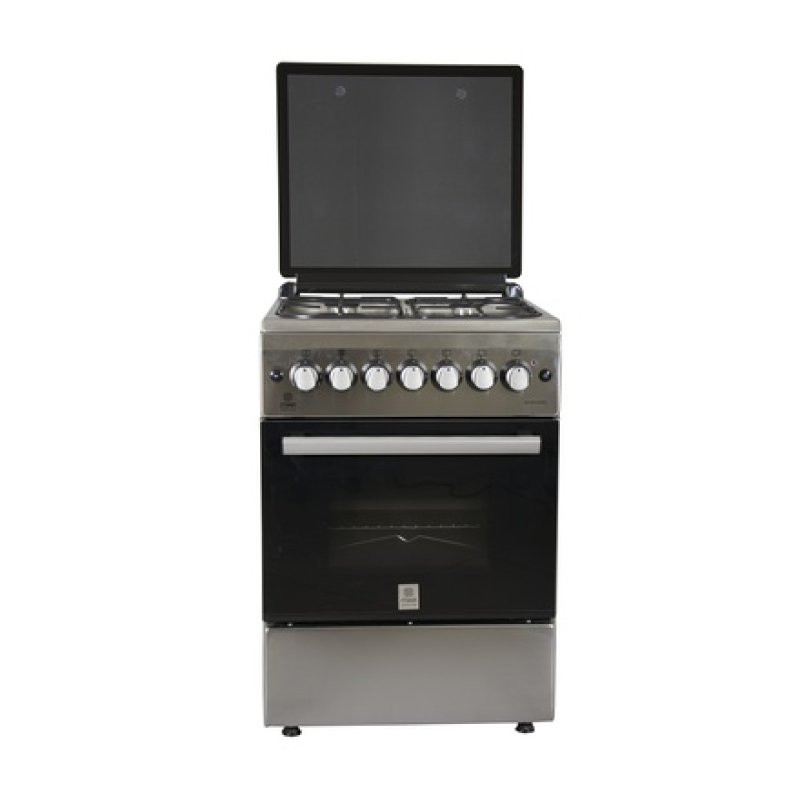 MIKA MST60PU4GHI/HC Standing Cooker, 58cm X 58cm, 4GB, Electric Oven, Half Inox
