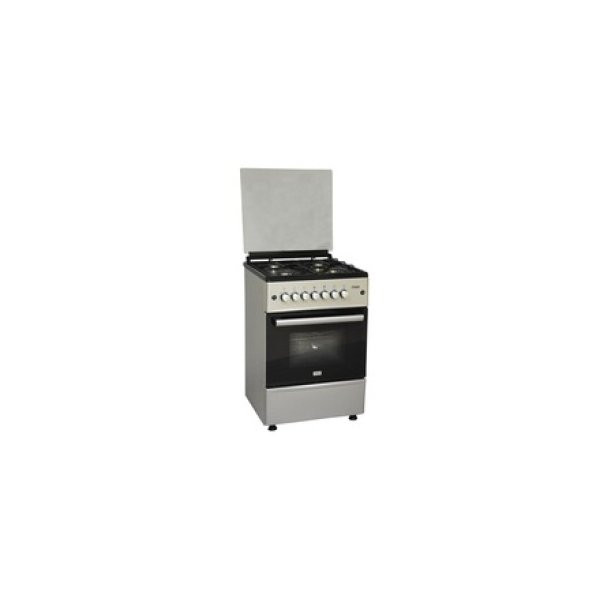 MIKA MST60PIAGSL/EM Standing Cooker Full Gas, 58cm X 58cm, 4GB, Gas Oven, Silver