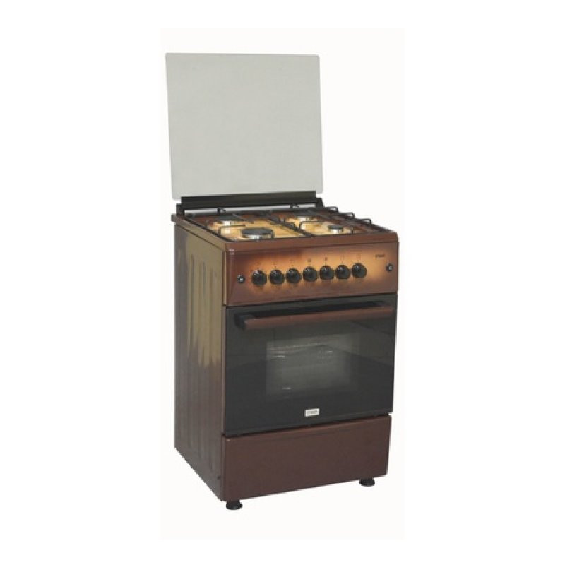 MIKA MST60PIAGDB/EM Standing Cooker Full Gas, 58cm X 58cm, 4GB, Gas Oven, Brown