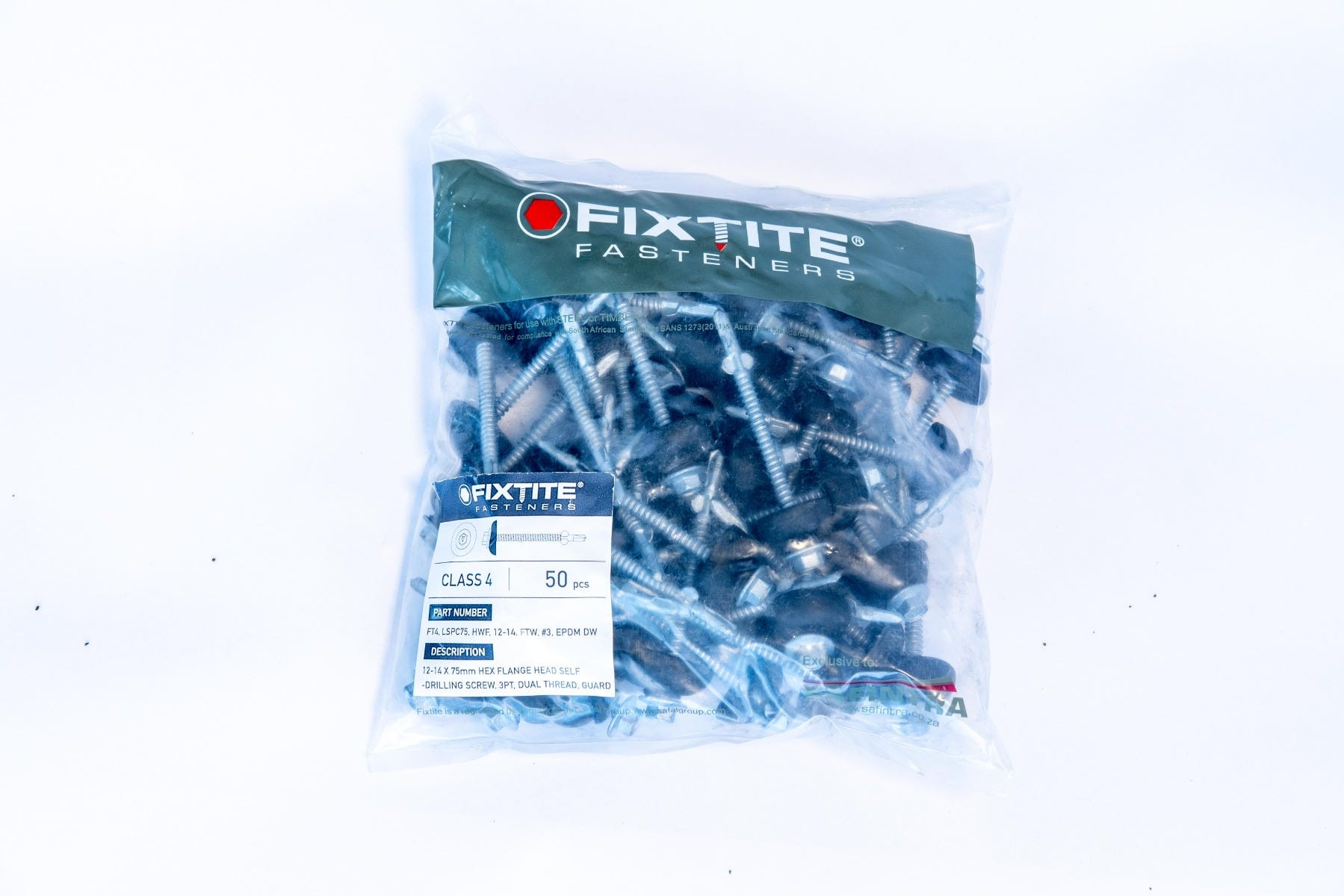 FIXTITE Class 4 65MM Dual Thread Steel Fastener With EPDM Washer
