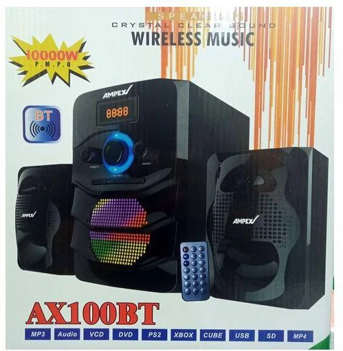 Ampex AX100BT Subwoofer, Hitechmedia Bluetooth, USB, FM - 10000 watts