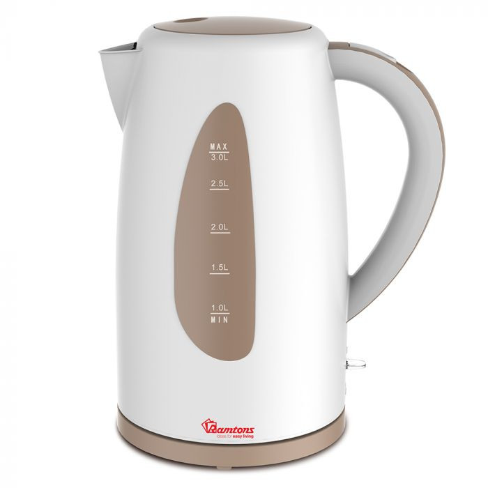 RAMTONS CORDLESS ELECTRIC KETTLE 3 LITERS WHITE & BROWN- RM/591