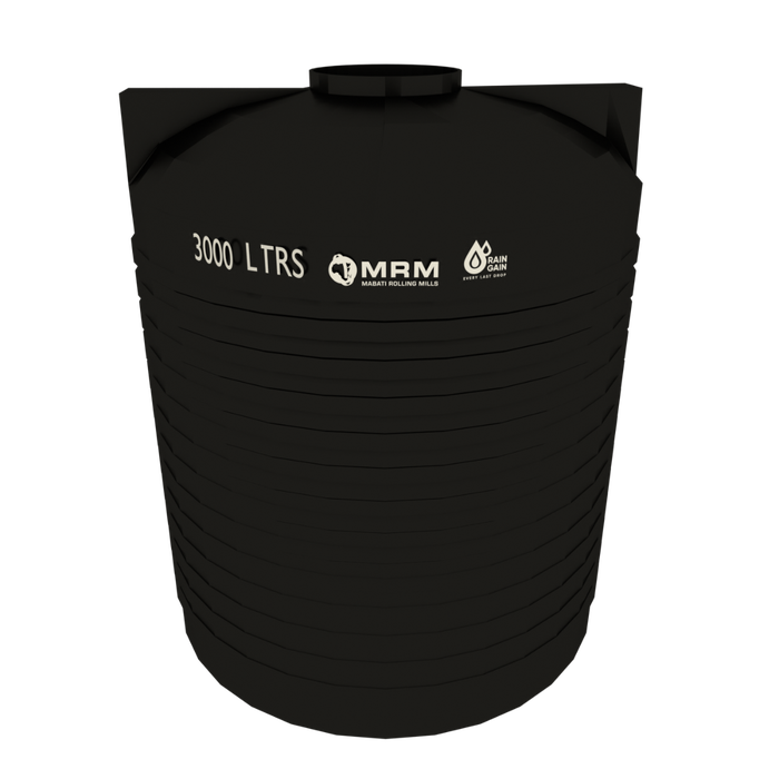 Black PVC 3,000L Round Water Tank